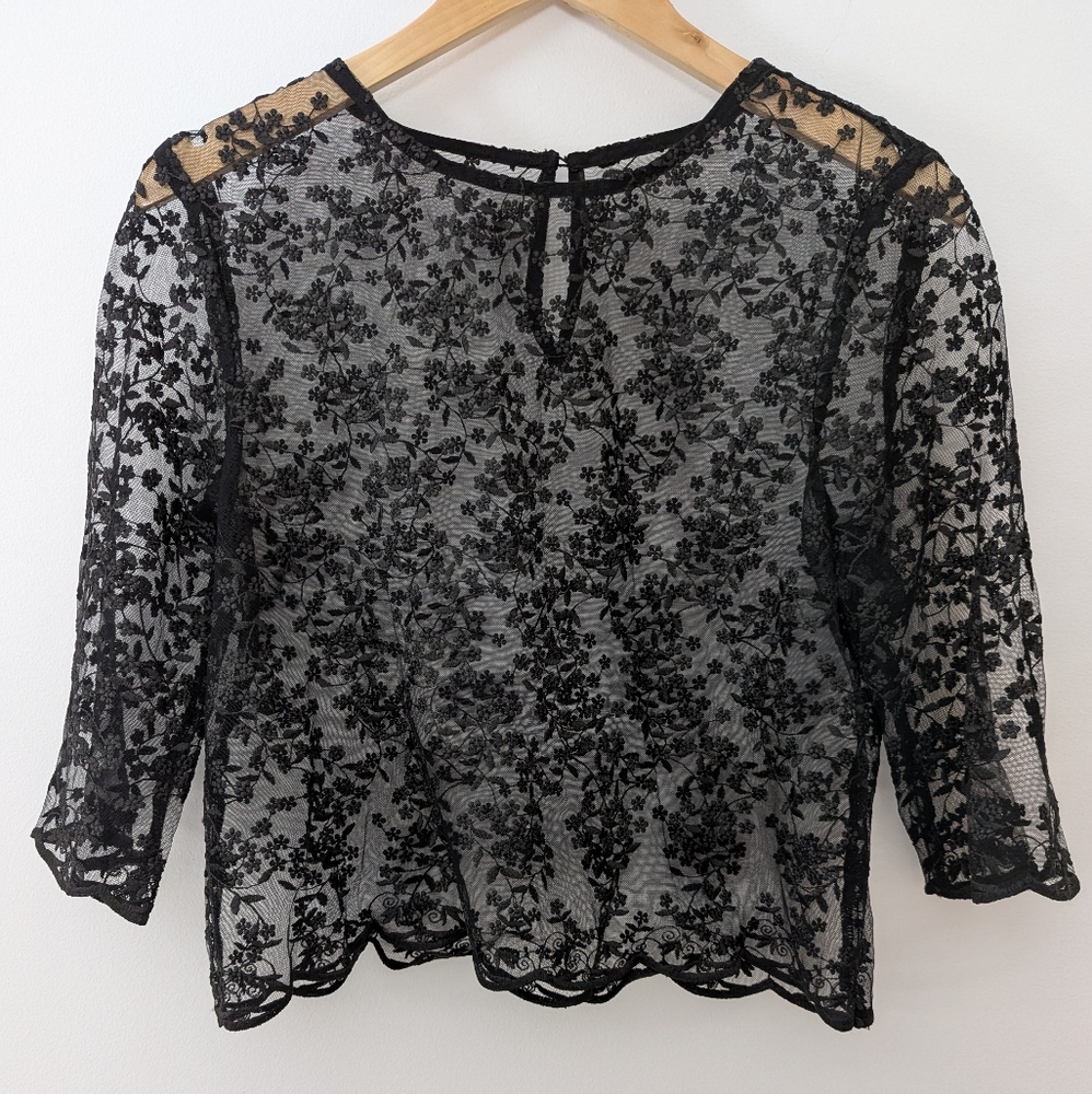 Vintage romantic black lace top